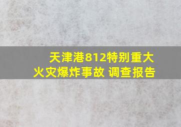 天津港812特别重大火灾爆炸事故 调查报告